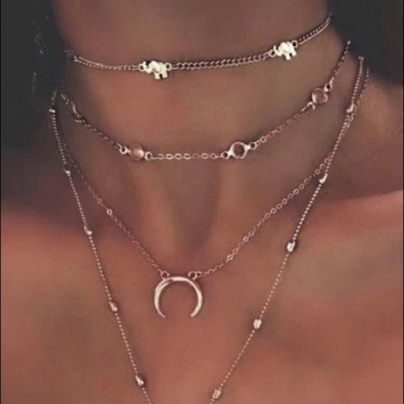 Moon Goddess Delicate Multilayer Layered Necklace - Picture 2 of 5